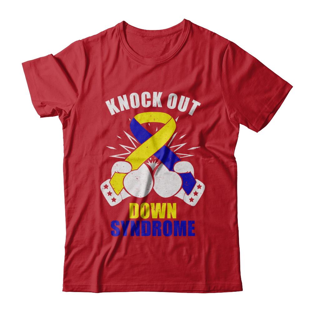 Boxing knock out Down Syndrome Awareness Support-T-Shirt & Hoodie-Classic T-Shirt-Red