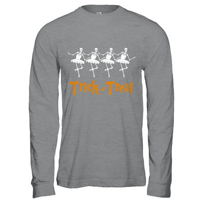 Trick Or Treat Ballet Skeleton Happy Halloween-T-Shirt & Hoodie-Long Sleeve T-Shirt-Sport Grey