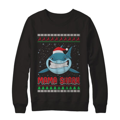Mama Claus Shark Family Matching Christmas Ugly Sweater-T-Shirt & Sweatshirt-Crewneck Sweatshirt-Black