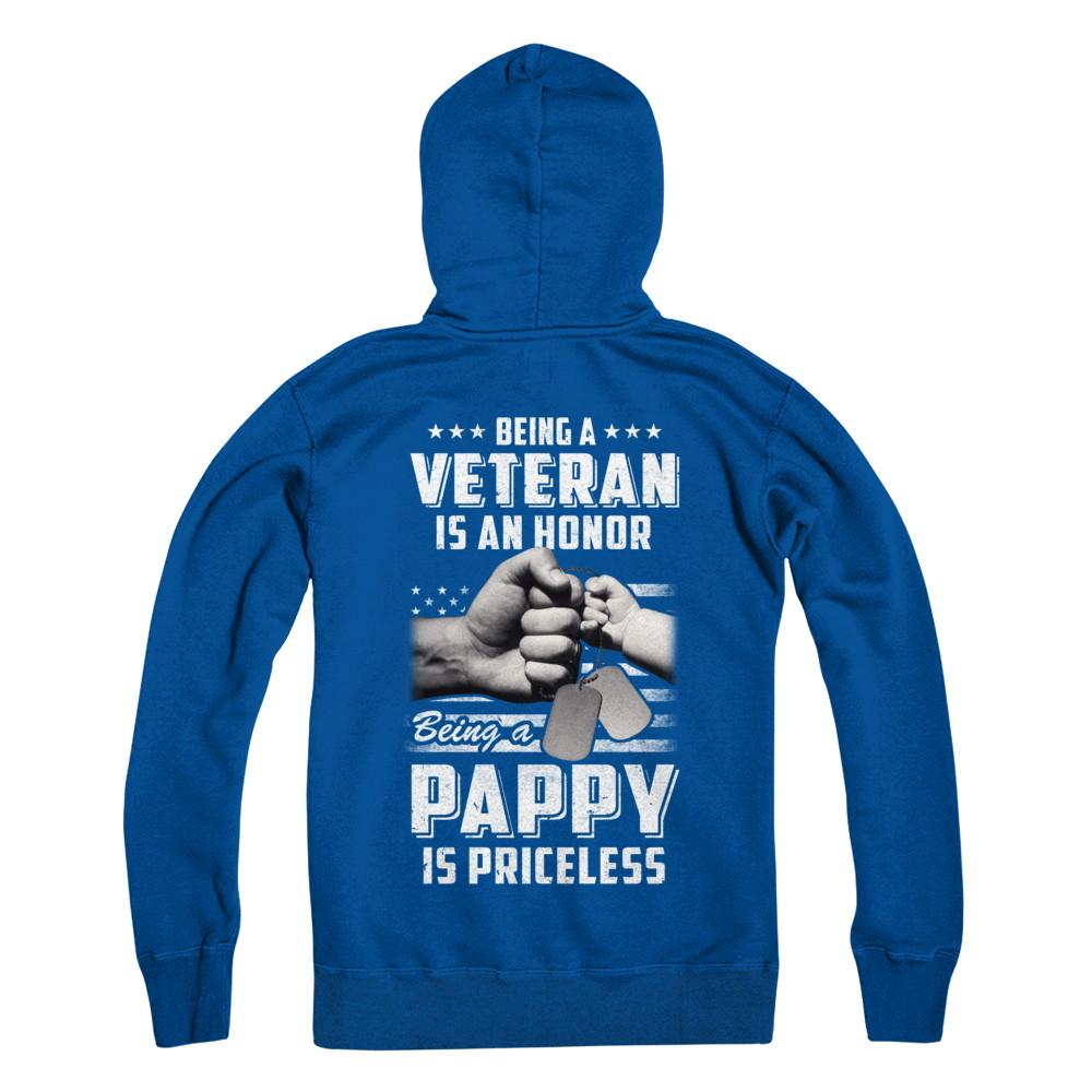 Being A Veteran Is An Honor Being A Pappy Is Priceless-T-Shirt & Hoodie-Pullover Hoodie-Deep Royal