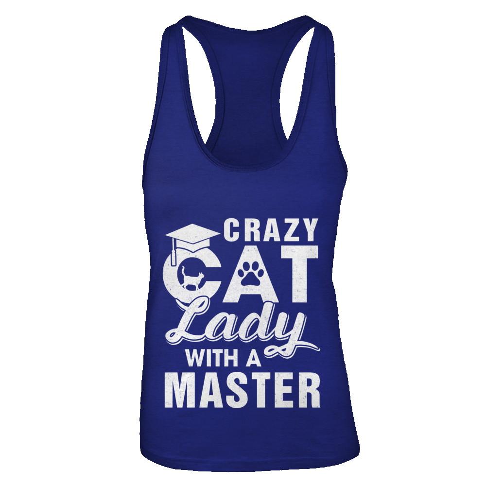 Funny Crazy Cat Lady Masters Degree Gradute Gift-T-Shirt & Tank Top-Women's Ideal Racerback Tank-Royal