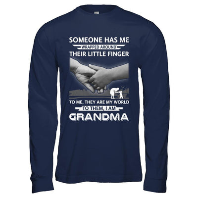 Someone Has Me Wrapped Around Their Little Finger Grandma-T-Shirt & Hoodie-Long Sleeve T-Shirt-Navy