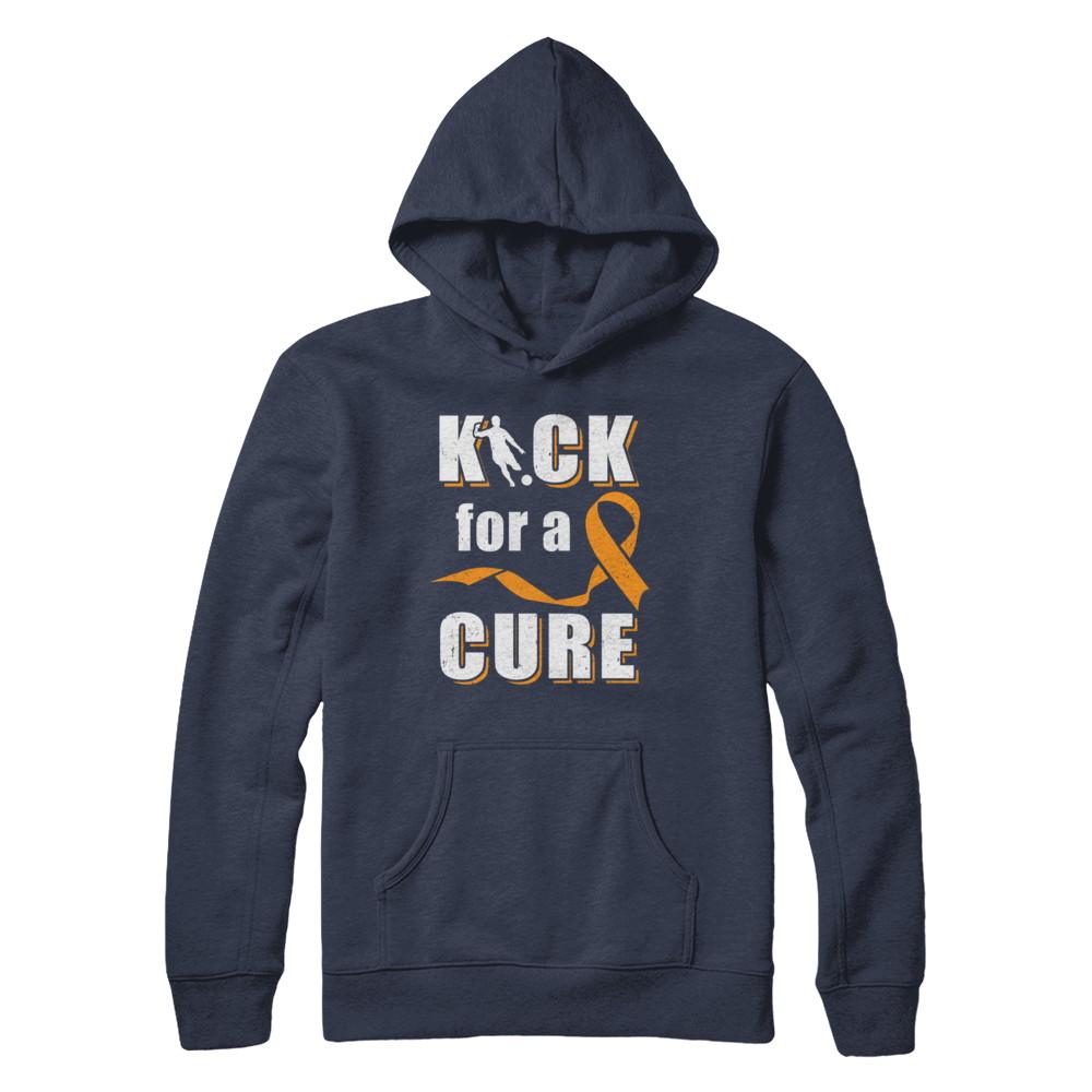Kick For A Cure Soccer Orange Multiple Sclerosis Awareness-T-Shirt & Hoodie-Pullover Hoodie-Navy