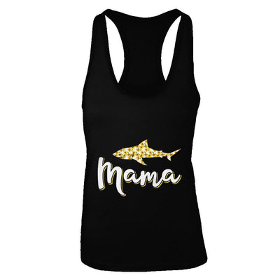 Sunflower Mama Shark Flowers Mothers Day Gift-T-Shirt & Tank Top-Women's Ideal Racerback Tank-Black