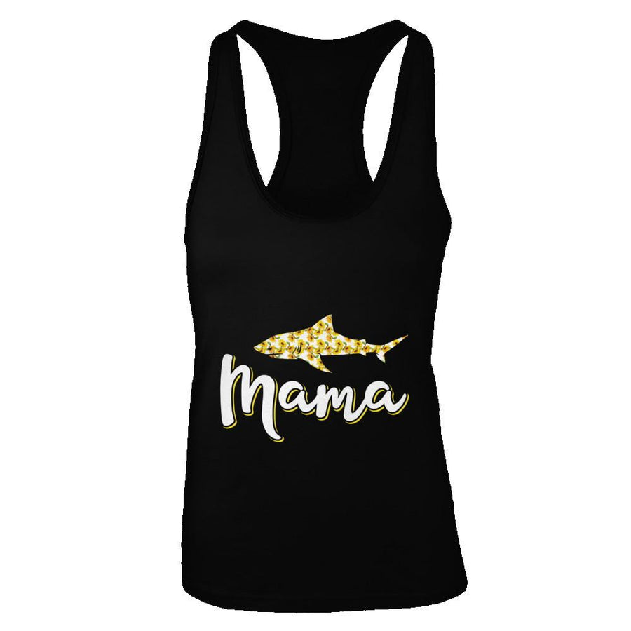 Sunflower Mama Shark Flowers Mothers Day Gift-T-Shirt & Tank Top-Women's Ideal Racerback Tank-Black