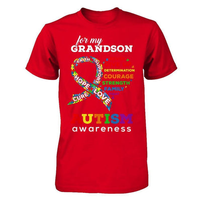 Autism Awareness For My Grandson Love Hope Faith Cure Support-T-Shirt & Hoodie-Premium T-Shirt-Red
