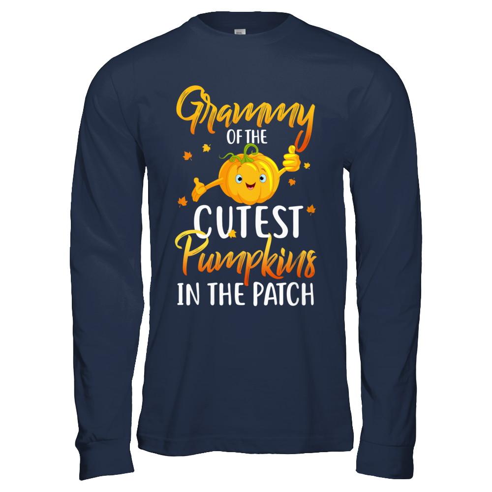 Halloween Grammy Of Cutest Pumpkins In The Patch-T-Shirt & Hoodie-Long Sleeve T-Shirt-Navy