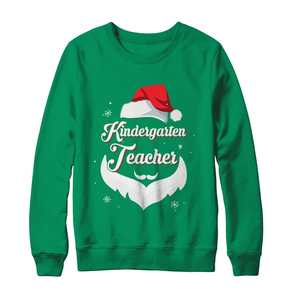 Kindergarten Teacher Claus Matching Christmas Santa-T-Shirt & Sweatshirt-Crewneck Sweatshirt-Irish Green