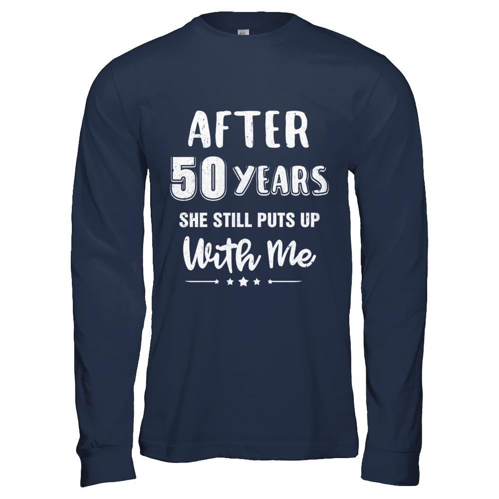50Th Wedding Anniversary Funny Husband Gift-T-Shirt & Hoodie-Long Sleeve T-Shirt-Navy
