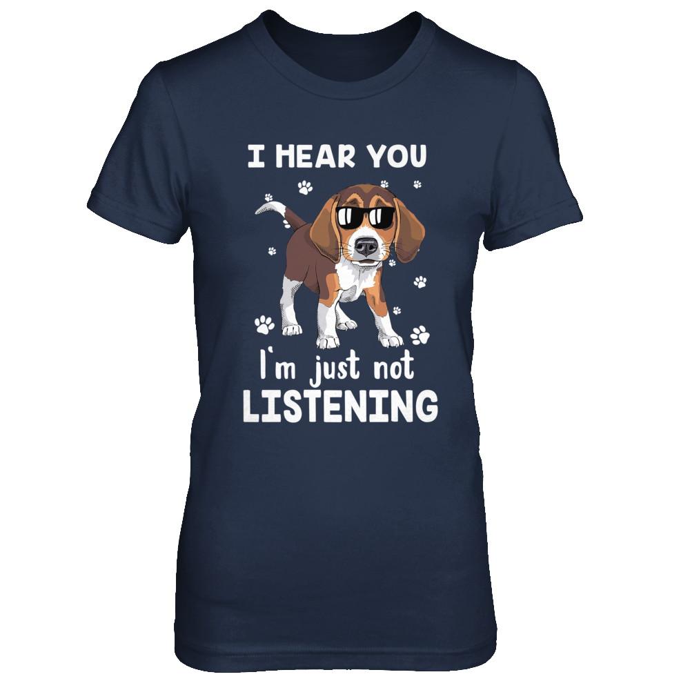 I Hear You I'm Just Not Listening Funny Beagle-T-Shirt & Hoodie-Women's T-Shirt-Navy