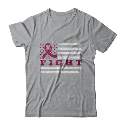 Fight Burgundy Ribbon US Flag Multiple Myeloma Awareness-T-Shirt & Hoodie-Classic T-Shirt-Sport Grey