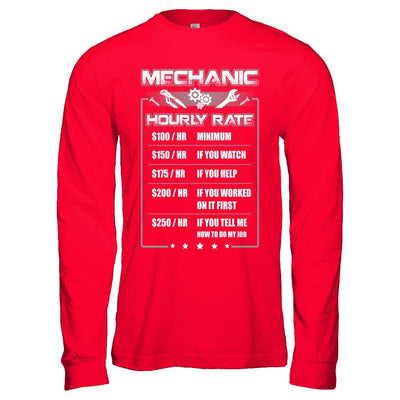 Funny Mechanic Hourly Rate-T-Shirt & Hoodie-Long Sleeve T-Shirt-Red