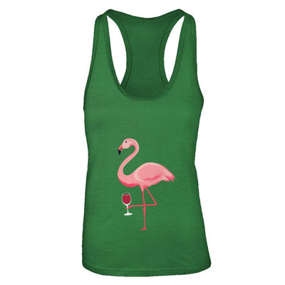 Wine Lover's Pink Flamingo Fun Party Wine-T-Shirt & Tank Top-Women's Ideal Racerback Tank-Kelly Green