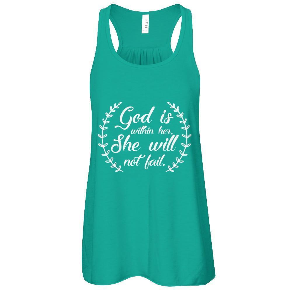 God Is Within Her She Will Not Fail-T-Shirt & Tank Top-Women's Flowy Racerback Tank-Kelly