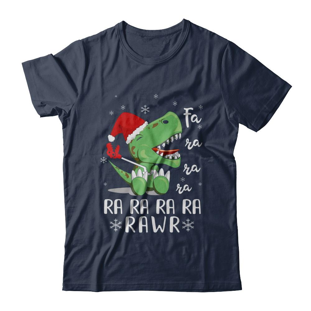 Funny Fa La La Fa Ra Rawr T-Rex Dinosaur Christmas-T-Shirt & Hoodie-Classic T-Shirt-Navy