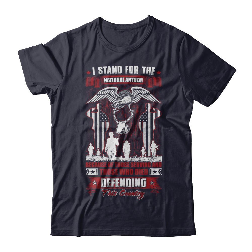 I Stand National Anthem Who Died defending this country-T-Shirt & Hoodie-Premium T-Shirt-Midnight Navy