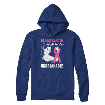 Breast Cancer Warrior Unbreakable Breast Cancer Awareness-T-Shirt & Hoodie-Pullover Hoodie-Deep Royal
