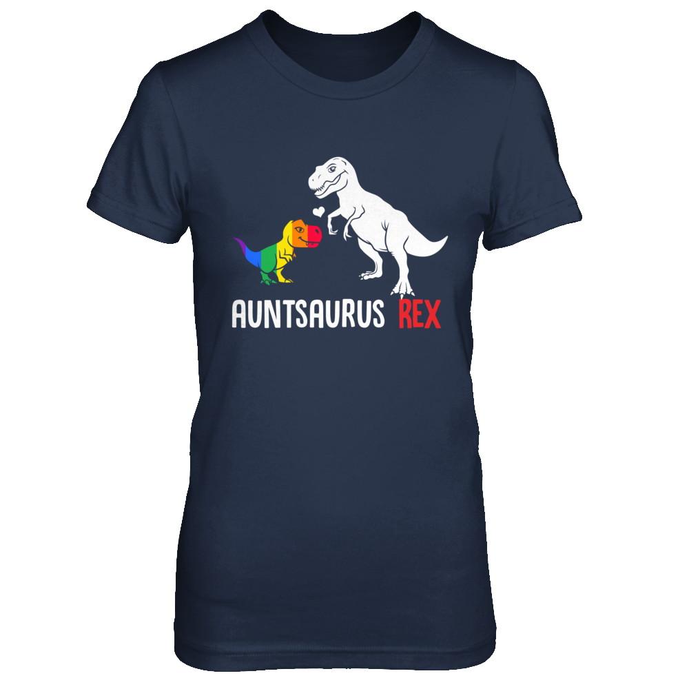 Aunt Saurus Auntsaurus T-Rex Dinosaur LGBT Support-T-Shirt & Hoodie-Women's T-Shirt-Navy