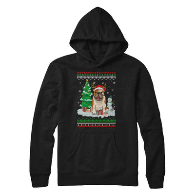 Cute Reindeer Bulldog Christmas Puppie Dog Sweater-T-Shirt & Sweatshirt-Pullover Hoodie-Black
