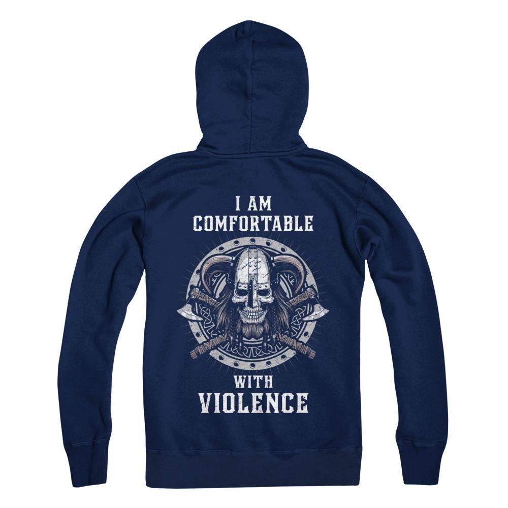 I Am Comfortable With Violence Valhalla Viking-T-Shirt & Hoodie-Pullover Hoodie-Navy