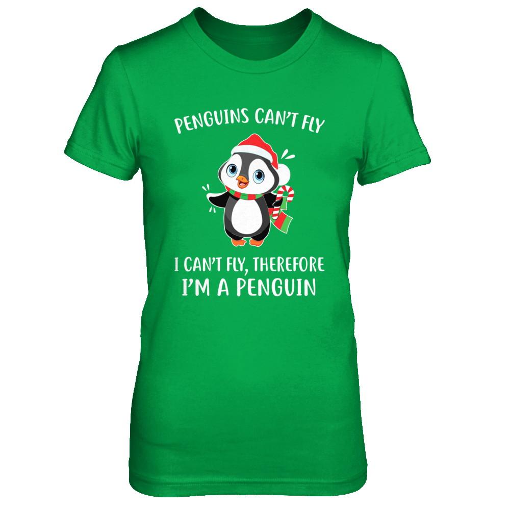 Funny Penguin I Can't Fly Christmas Gift-T-Shirt & Sweatshirt-Women's T-Shirt-Irish Green