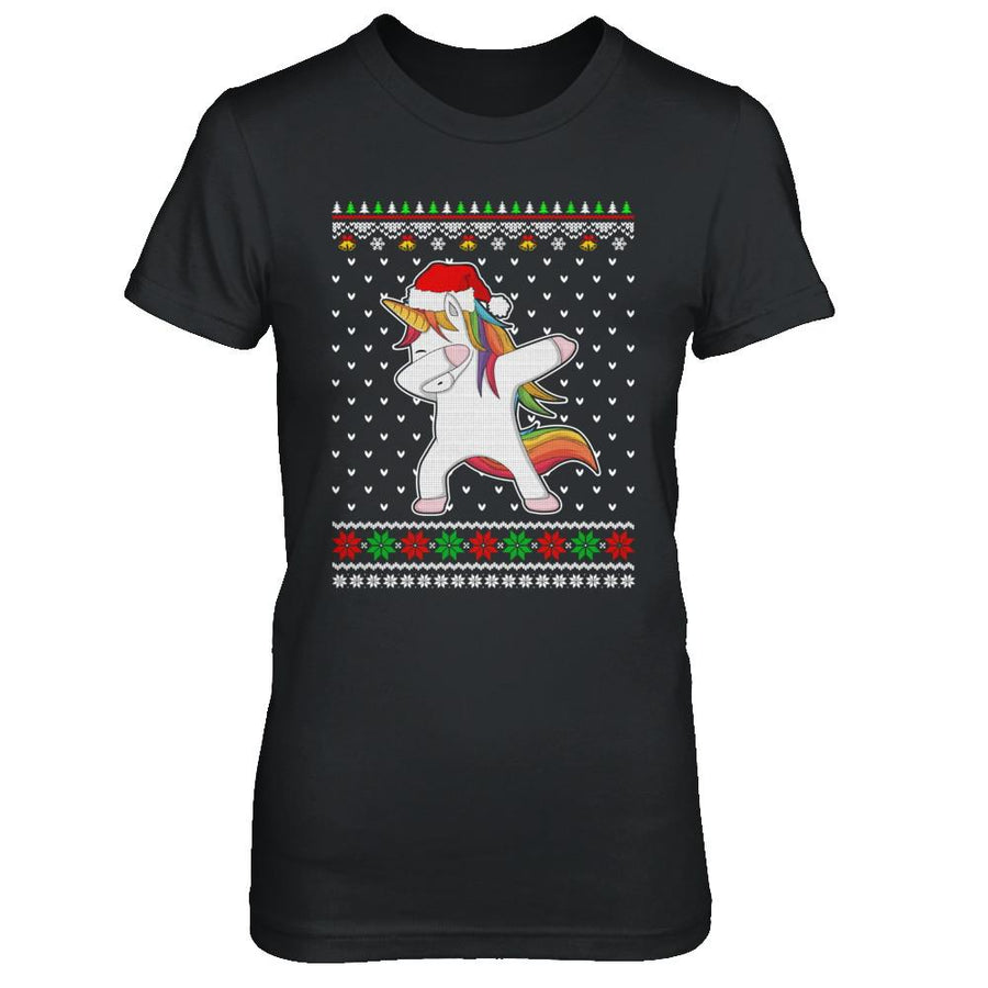Dabbing Tangled Lights Ugly Christmas Sweater Girls-T-Shirt & Sweatshirt-Women's T-Shirt-Black