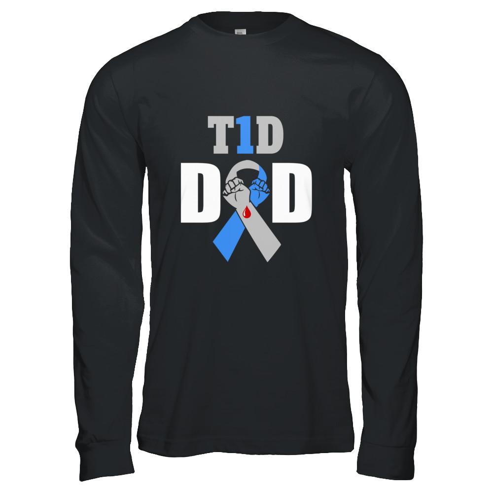 Diabetes awareness T1D Proud Type 1 Diabetes Dad-T-Shirt & Hoodie-Long Sleeve T-Shirt-Black
