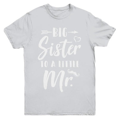 Big Sister To A Little Mister Baby Kid Shower Youth-Youth Shirt-Youth T-Shirt-Sport Grey