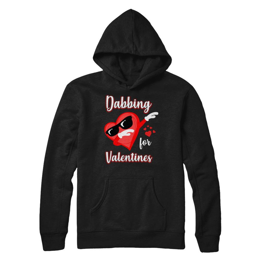 Dabbing For Valentines Day Cute Funny Heart Love-T-Shirt & Hoodie-Pullover Hoodie-Black