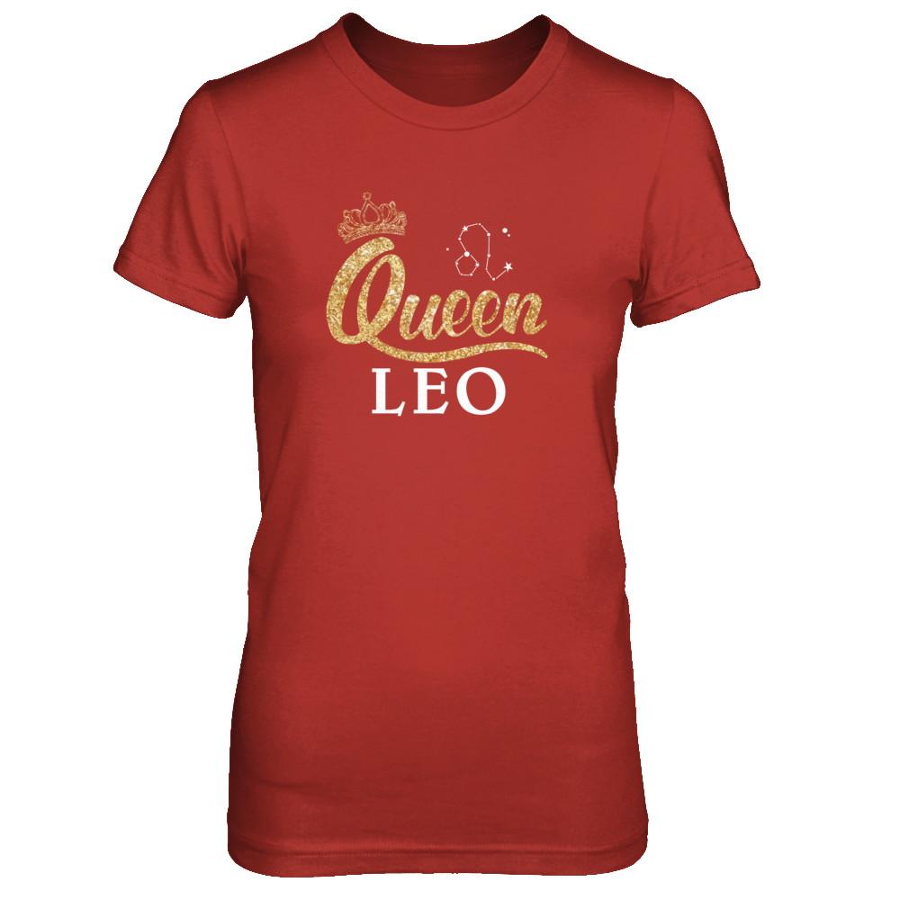 Queen Leo Zodiac July August Birthday Gift-T-Shirt & Tank Top-Women's T-Shirt-Red