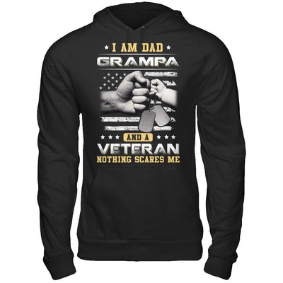 I'm A Dad Grampa And A Veteran Nothing Scares Me-T-Shirt & Hoodie-Pullover Hoodie-Black