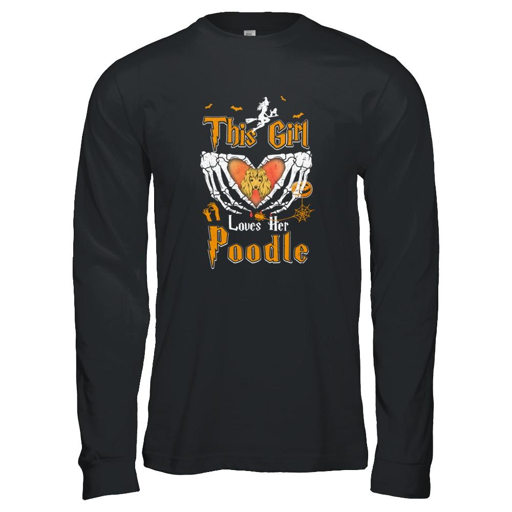 This Girl Love Her Dog Poodle Halloween-T-Shirt & Tank Top-Long Sleeve T-Shirt-Black