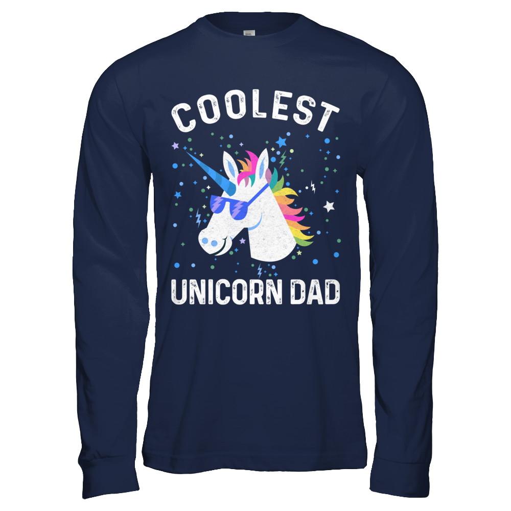 Coolest Unicorn Dad Cute Funny Unicorn Fathers Day-T-Shirt & Hoodie-Long Sleeve T-Shirt-Navy
