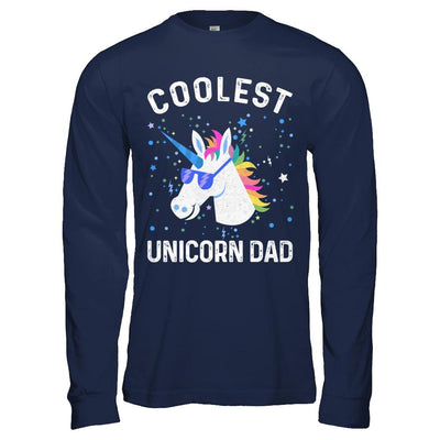 Coolest Unicorn Dad Cute Funny Unicorn Fathers Day-T-Shirt & Hoodie-Long Sleeve T-Shirt-Navy