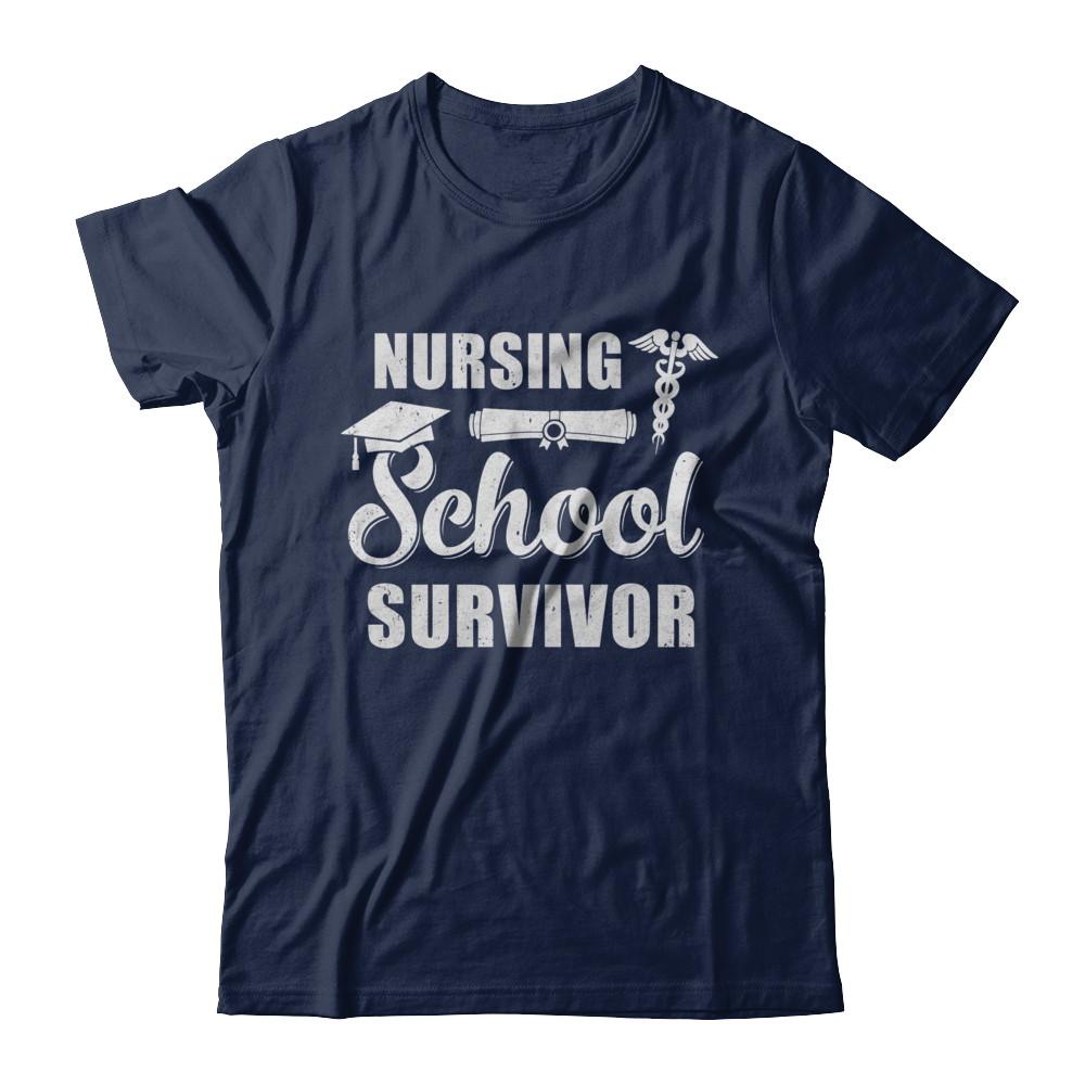 Nurse Graduate Gifts Nursing School Survivor Gradution-T-Shirt & Hoodie-Classic T-Shirt-Navy