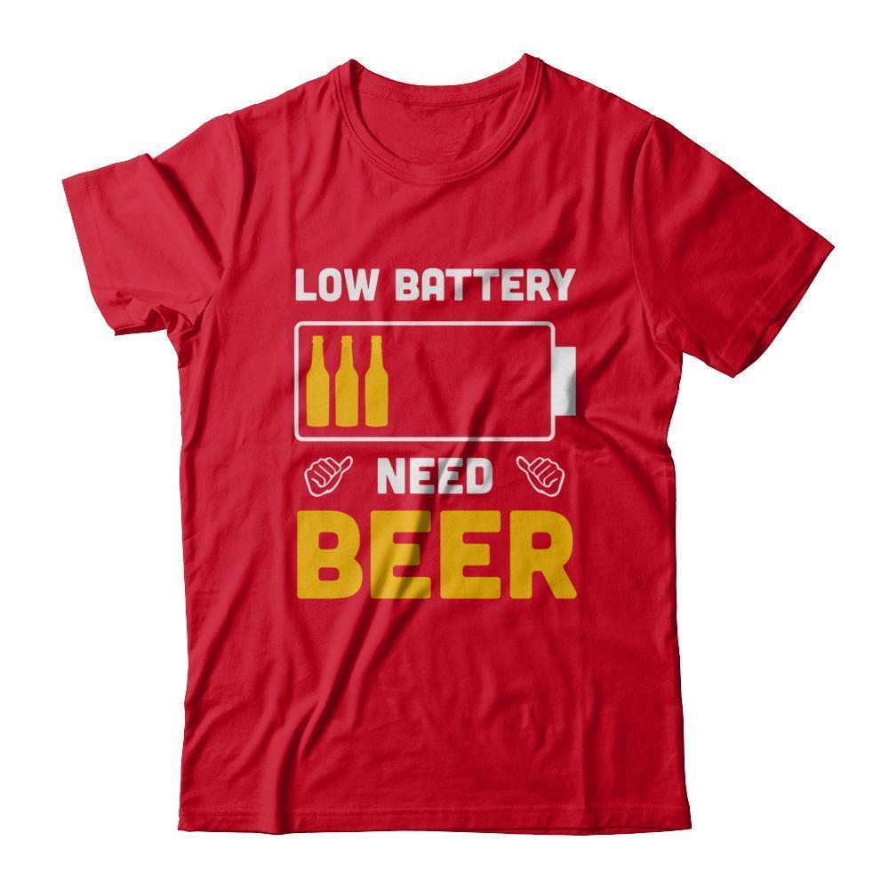 Low Battery Need Beer-T-Shirt & Hoodie-Premium T-Shirt-Red