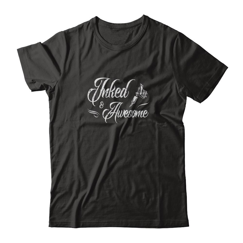 Inked And Awesome Tattooed Tattoos-T-Shirt & Tank Top-Premium T-Shirt-Black