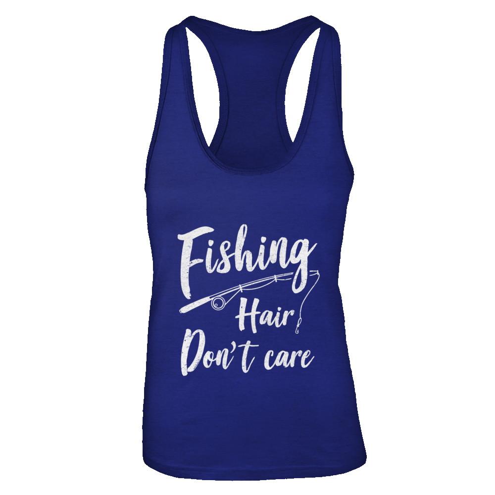 Fishing Hair Don't Care-T-Shirt & Tank Top-Women's Ideal Racerback Tank-Royal