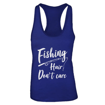 Fishing Hair Don't Care-T-Shirt & Tank Top-Women's Ideal Racerback Tank-Royal