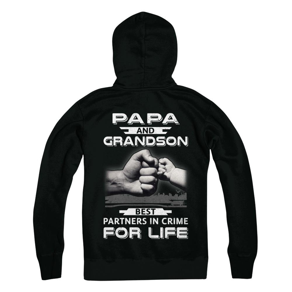 Papa And Grandson Best Partners In Crime For Life-T-Shirt & Hoodie-Pullover Hoodie-Black