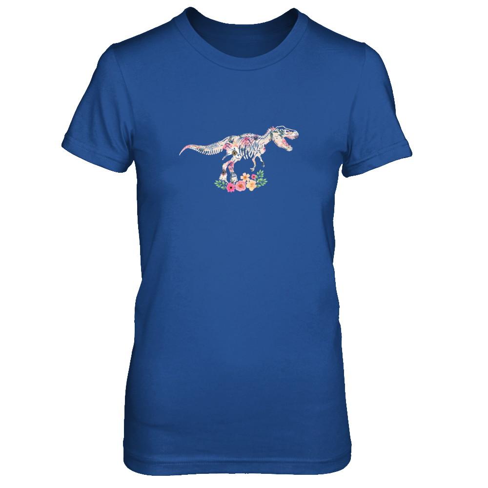Funny Saurus Dinosaur T-Rex Flower-T-Shirt & Tank Top-Women's T-Shirt-Royal
