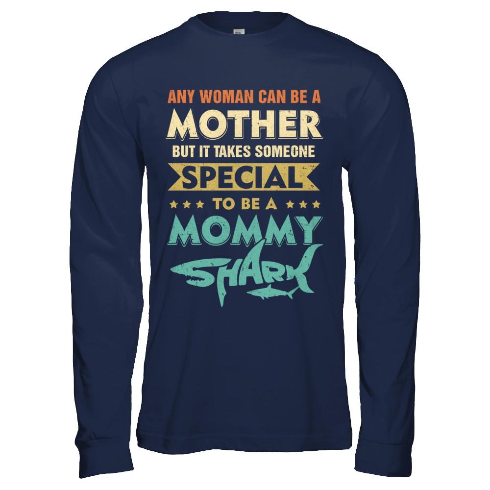 Vintage Someone Special To Be A Mommy Shark Mothers Day-T-Shirt & Hoodie-Long Sleeve T-Shirt-Navy