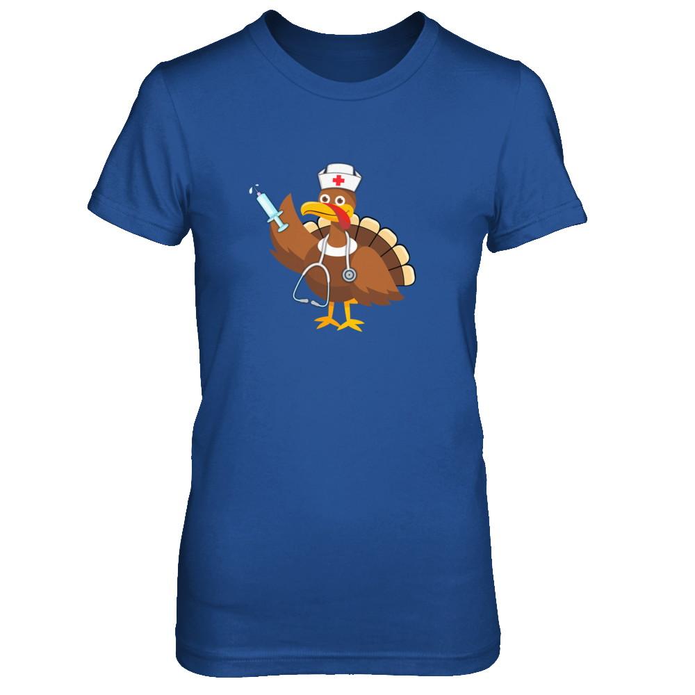Nurse Turkey Funny Thanksgiving For Nurses-T-Shirt & Hoodie-Women's T-Shirt-Royal
