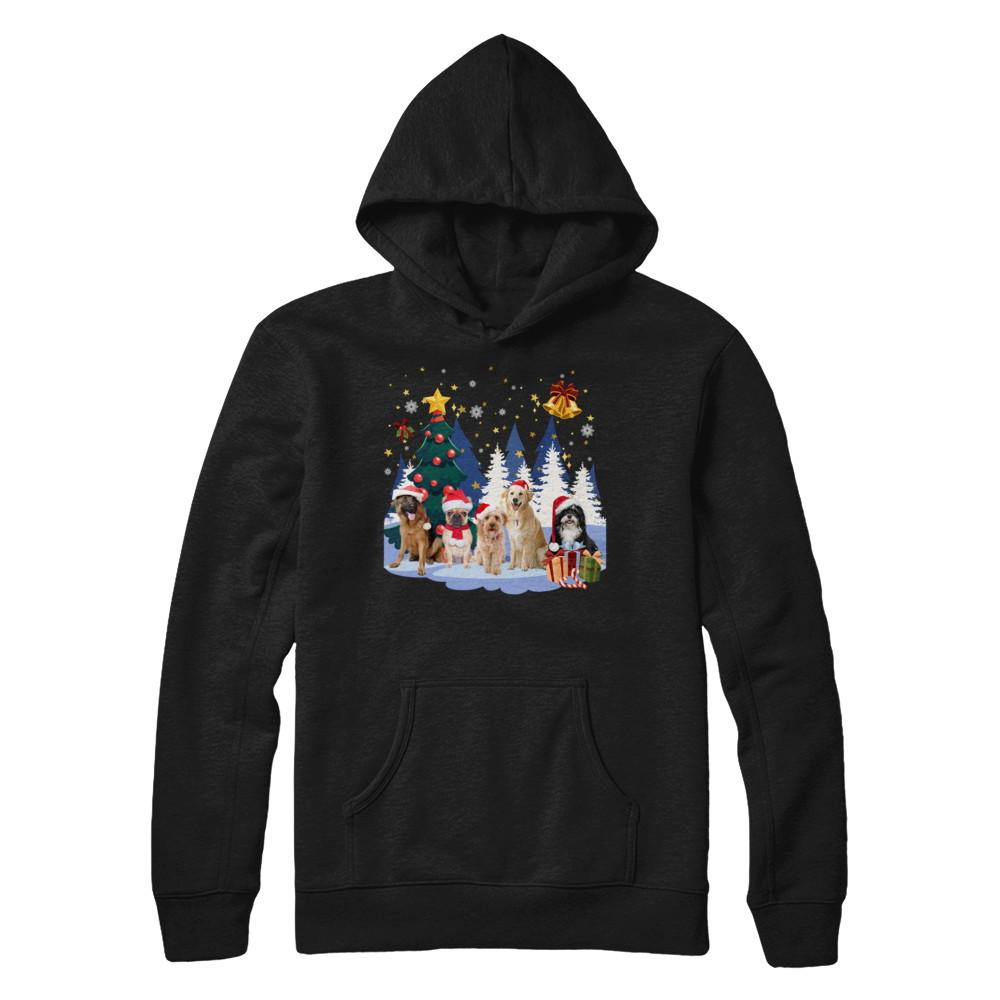 Cute Dogs Claus Christmas-T-Shirt & Sweatshirt-Pullover Hoodie-Black