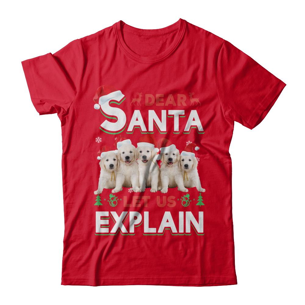Dear Santa Funny Golden Retriever Puppies Christmas Gift-T-Shirt & Hoodie-Premium T-Shirt-Red