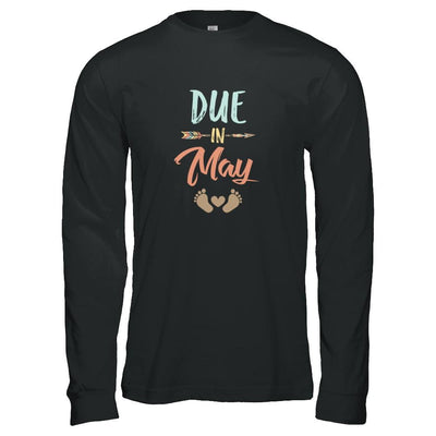 Due Date May 2021 Announcement Mommy Bump Pregnancy-T-Shirt & Tank Top-Long Sleeve T-Shirt-Black