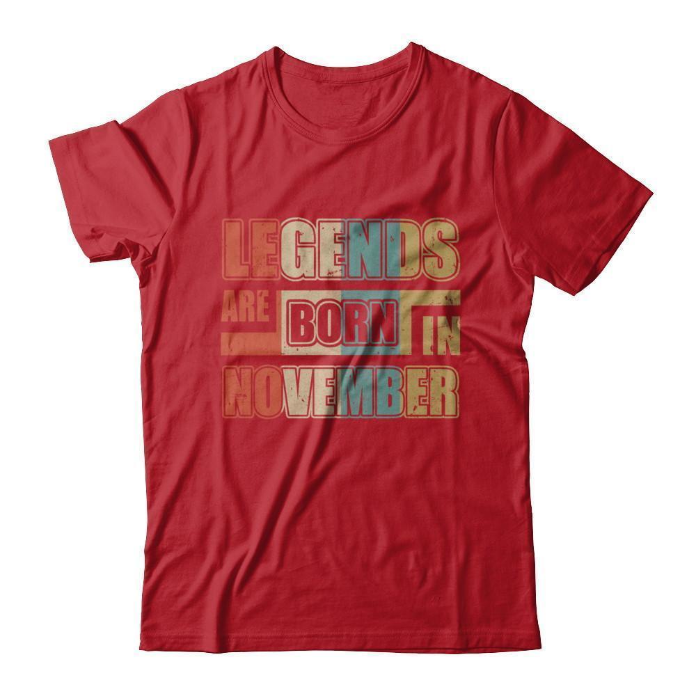 Classic Vintage Legends Are Born In November Birthday-T-Shirt & Hoodie-Classic T-Shirt-Red