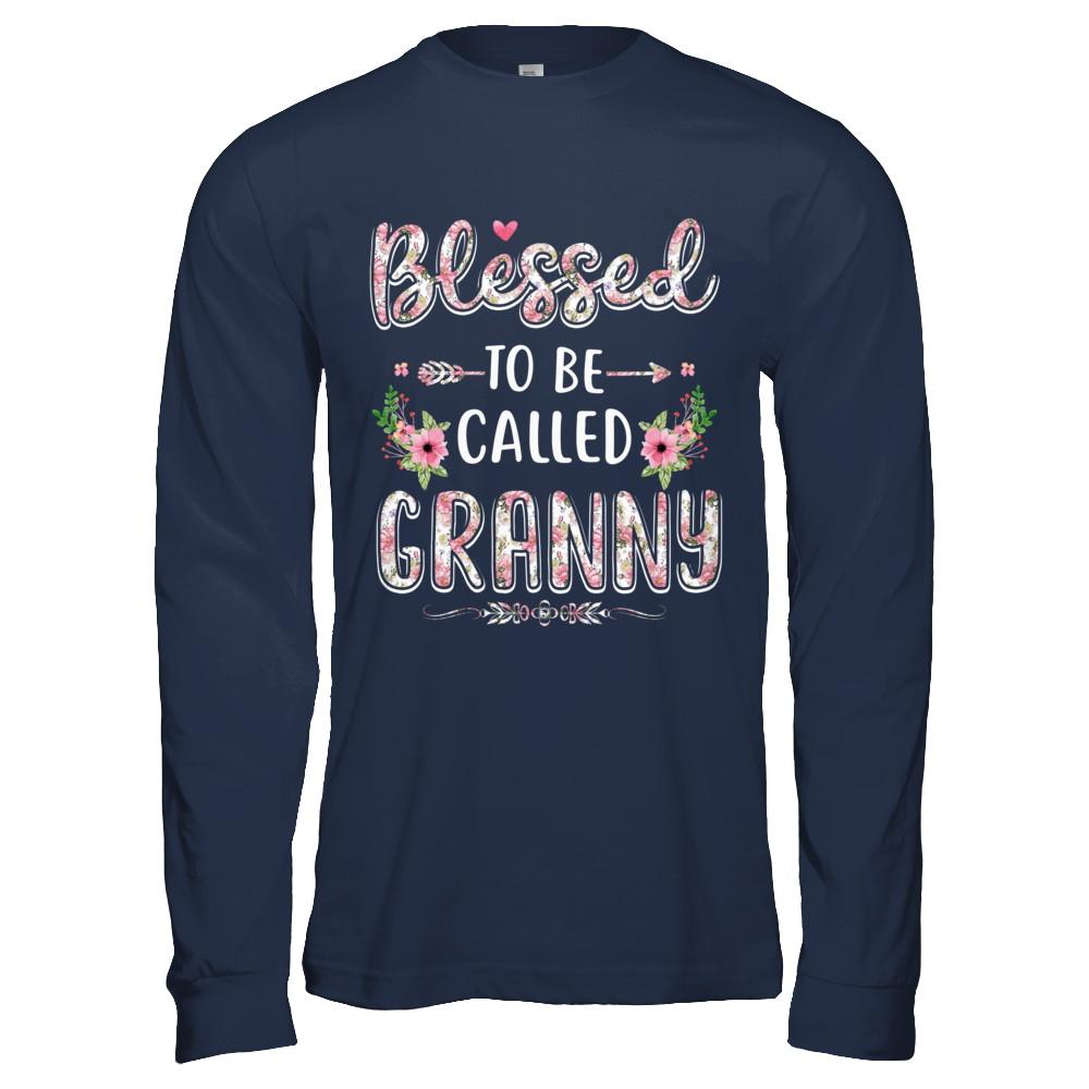 Funny Grandma Gifts Blessed To Be Called Granny-T-Shirt & Hoodie-Long Sleeve T-Shirt-Navy