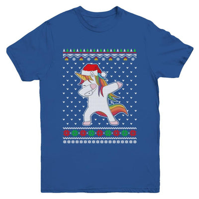 Dabbing Tangled Lights Ugly Christmas Sweater Girls Youth-Youth Shirt-Youth T-Shirt-Royal