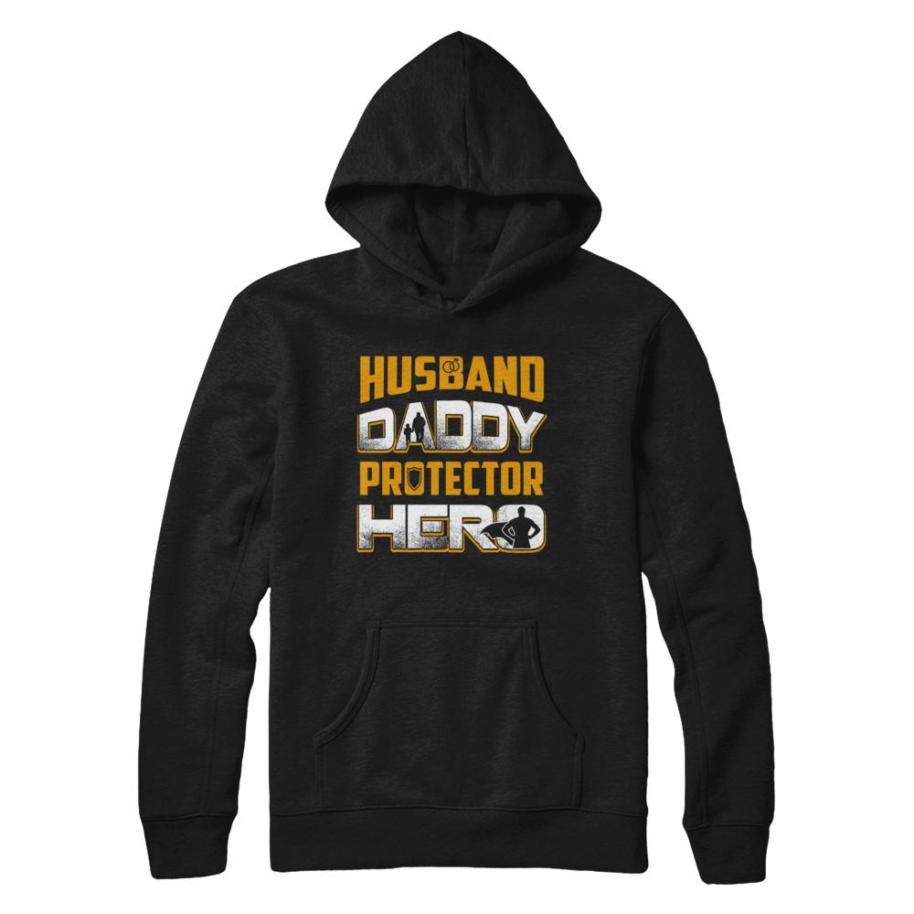 Husband Daddy Protector Hero-T-Shirt & Hoodie-Pullover Hoodie-Black